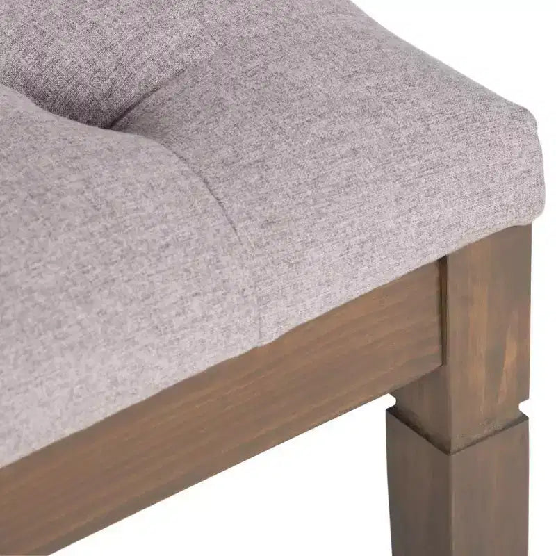 Panca pouf trapuntata da 48" – Naturale / Grigio / Marrone, Lino e Similpelle, 1 Posto