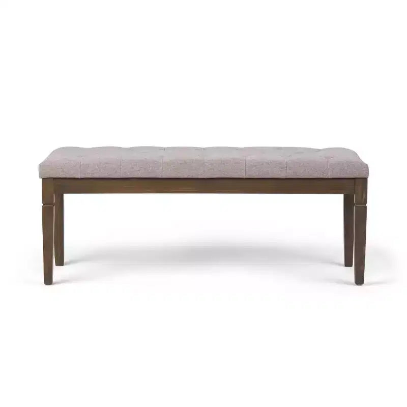 Panca pouf trapuntata da 48" – Naturale / Grigio / Marrone, Lino e Similpelle, 1 Posto