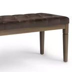 Panca pouf trapuntata da 48" – Naturale / Grigio / Marrone, Lino e Similpelle, 1 Posto