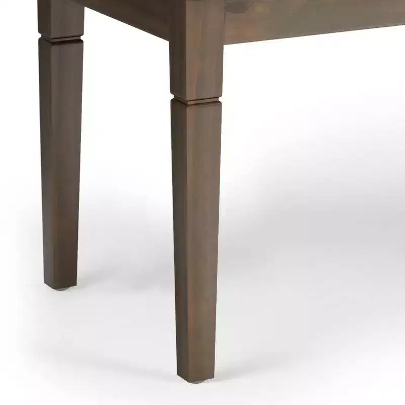 Panca pouf trapuntata da 48" – Naturale / Grigio / Marrone, Lino e Similpelle, 1 Posto