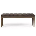 Panca pouf trapuntata da 48" – Naturale / Grigio / Marrone, Lino e Similpelle, 1 Posto