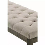 Panca pouf trapuntata da 48" – Naturale / Grigio / Marrone, Lino e Similpelle, 1 Posto