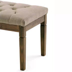 Panca pouf trapuntata da 48" – Naturale / Grigio / Marrone, Lino e Similpelle, 1 Posto