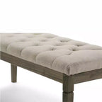 Panca pouf trapuntata da 48" – Naturale / Grigio / Marrone, Lino e Similpelle, 1 Posto