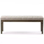 Panca pouf trapuntata da 48" – Naturale / Grigio / Marrone, Lino e Similpelle, 1 Posto