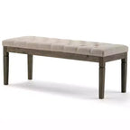 Panca pouf trapuntata da 48" – Naturale / Grigio / Marrone, Lino e Similpelle, 1 Posto