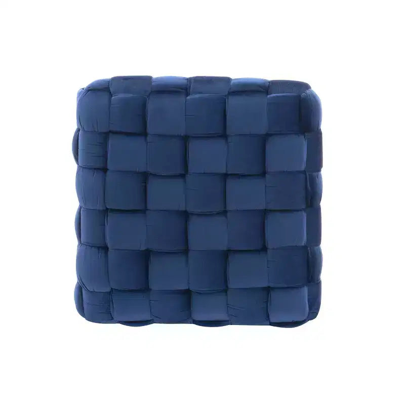 Poggiapiedi/sgabello pouf quadrato grigio/blu navy/marrone chiaro, seduta singola