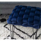 Poggiapiedi/sgabello pouf quadrato grigio/blu navy/marrone chiaro, seduta singola