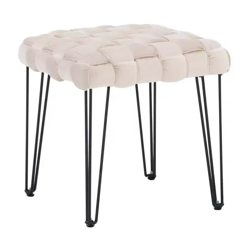Poggiapiedi/sgabello pouf quadrato grigio/blu navy/marrone chiaro, seduta singola