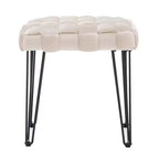 Poggiapiedi/sgabello pouf quadrato grigio/blu navy/marrone chiaro, seduta singola