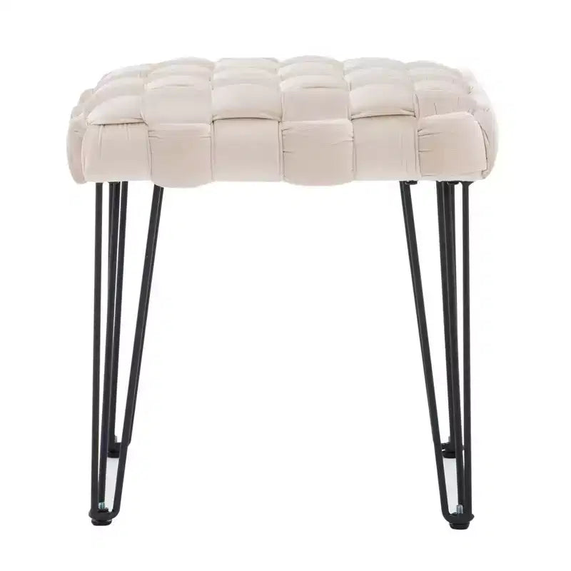 Poggiapiedi/sgabello pouf quadrato grigio/blu navy/marrone chiaro, seduta singola