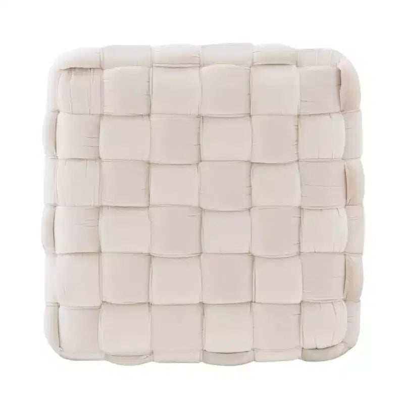 Poggiapiedi/sgabello pouf quadrato grigio/blu navy/marrone chiaro, seduta singola