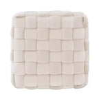 Poggiapiedi/sgabello pouf quadrato grigio/blu navy/marrone chiaro, seduta singola