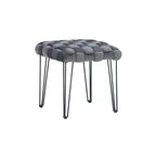 Poggiapiedi/sgabello pouf quadrato grigio/blu navy/marrone chiaro, seduta singola