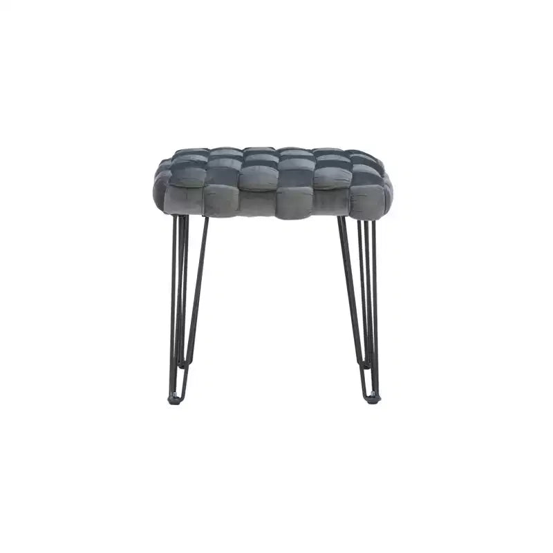 Poggiapiedi/sgabello pouf quadrato grigio/blu navy/marrone chiaro, seduta singola