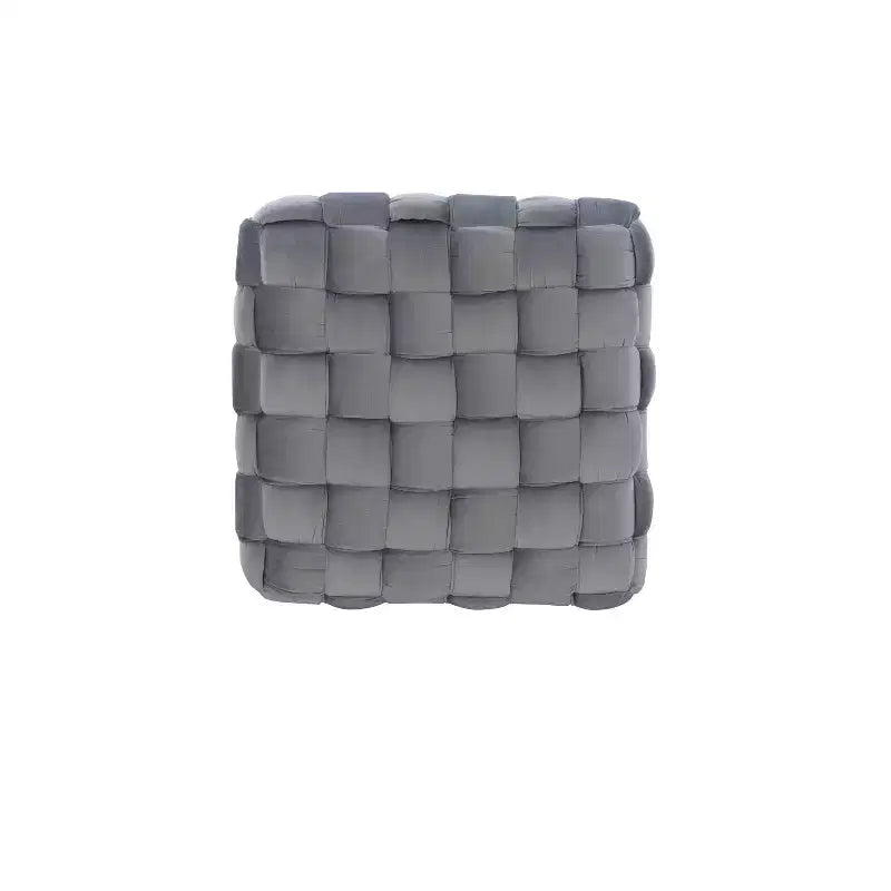 Poggiapiedi/sgabello pouf quadrato grigio/blu navy/marrone chiaro, seduta singola