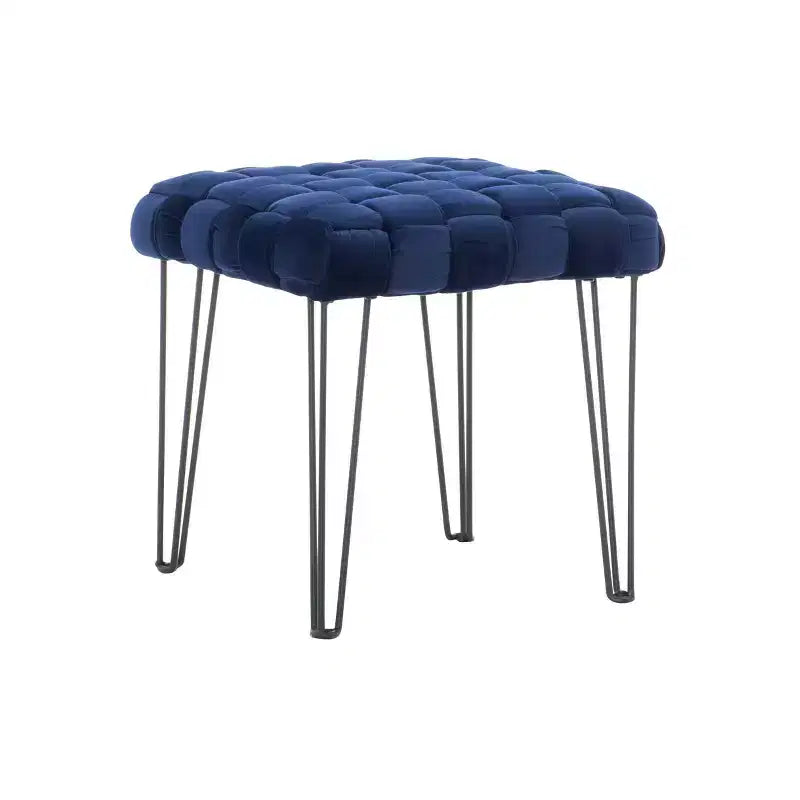 Poggiapiedi/sgabello pouf quadrato grigio/blu navy/marrone chiaro, seduta singola