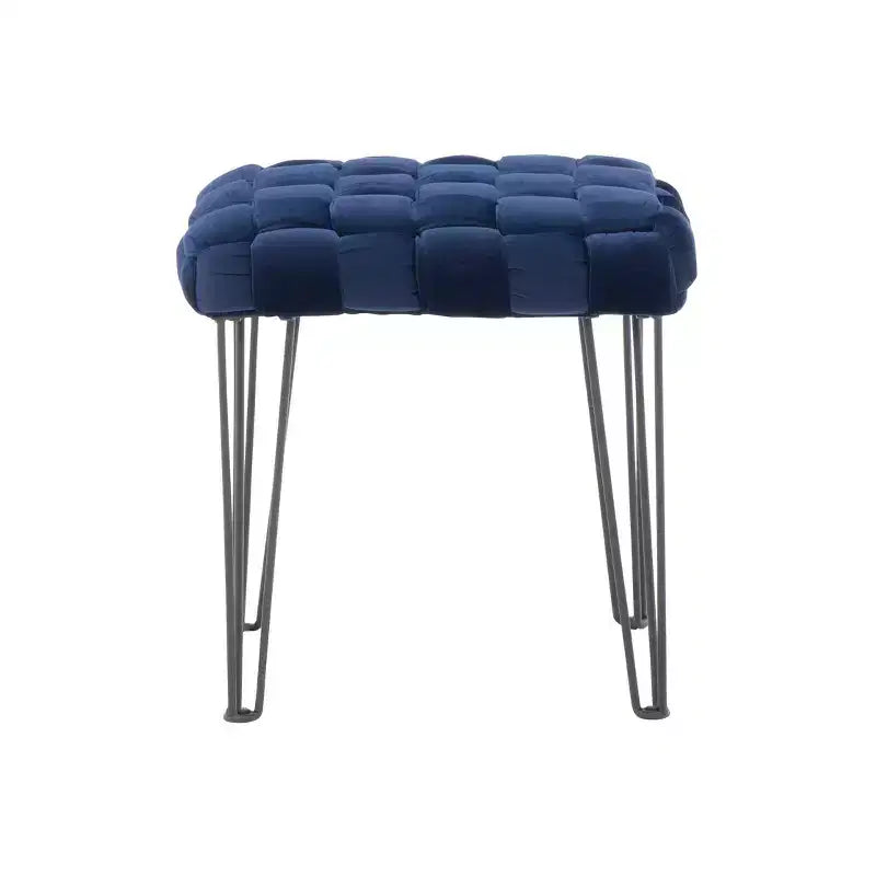 Poggiapiedi/sgabello pouf quadrato grigio/blu navy/marrone chiaro, seduta singola