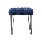 Poggiapiedi/sgabello pouf quadrato grigio/blu navy/marrone chiaro, seduta singola